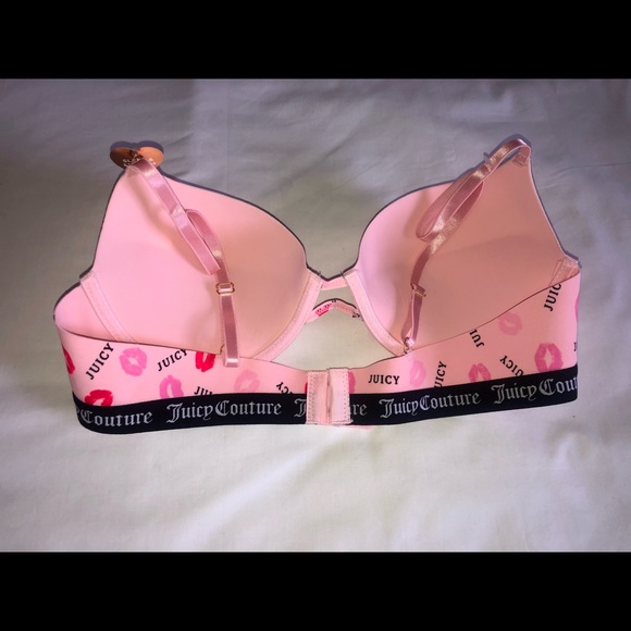 💗NWT Juicy Couture pink lip print bra with black logo band Sz 36C - Picture 3 of 8